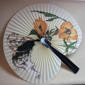 Vintage Paper Folding Cat Fan